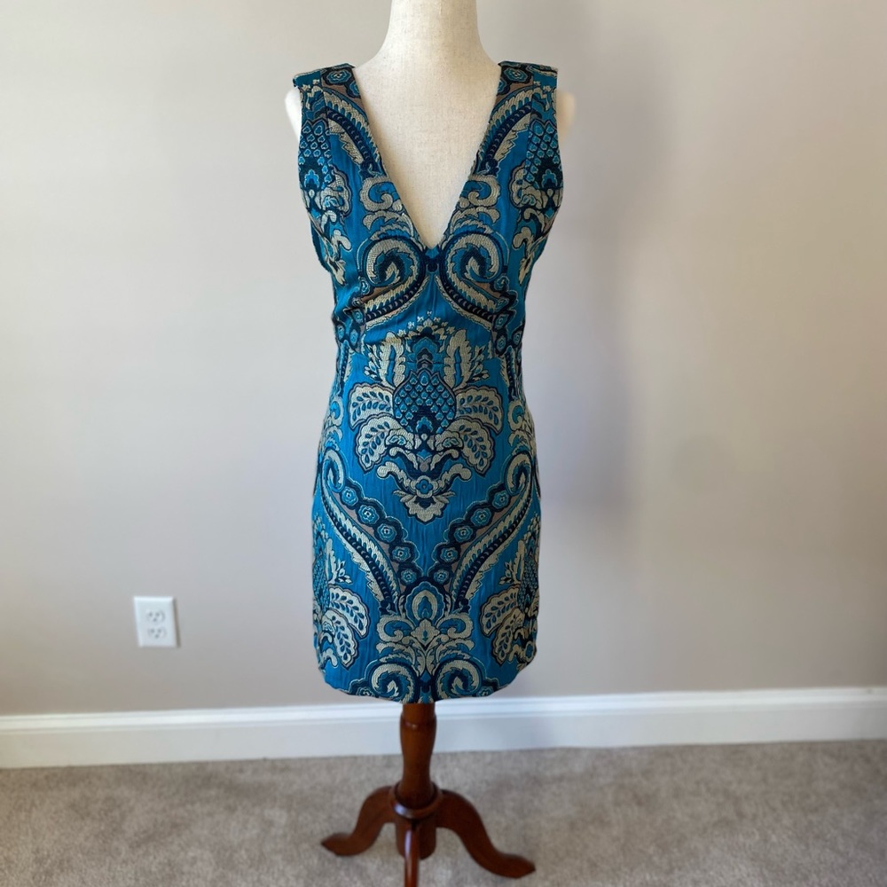 Blue Patterned Alice and Olivia Dress